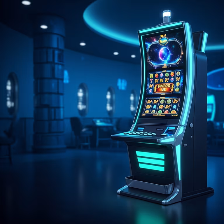 KodaBet Casino gokautomaat die oplicht in een moderne speelzaal, symbool voor spannende dagelijkse beloningen.