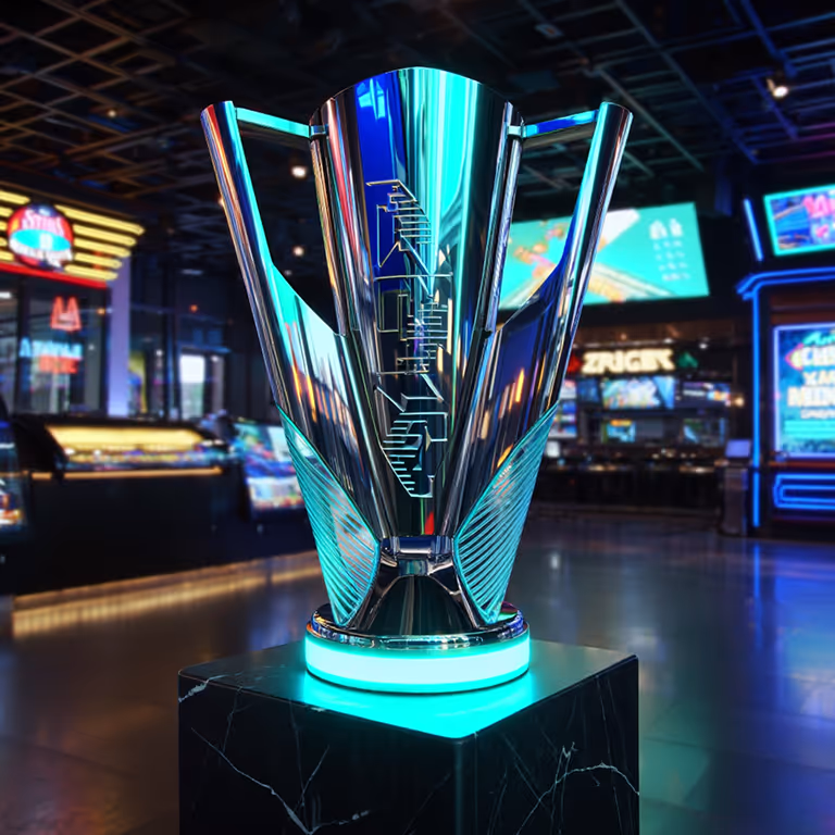 KodaBet Casino trofee die oplicht onder zachte lichten, symbool voor loyaliteitsbeloningen en exclusieve promoties.